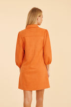 Faux Suede Puff Sleeve Dress