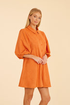 Faux Suede Puff Sleeve Dress