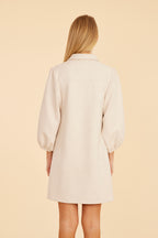 Faux Suede Puff Sleeve Shirt Dress
