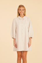 Faux Suede Puff Sleeve Shirt Dress