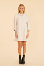 Faux Suede Puff Sleeve Shirt Dress