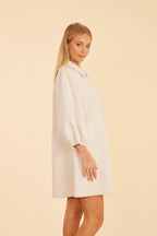 Faux Suede Puff Sleeve Shirt Dress