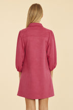 Faux Suede Puff Sleeve Dress