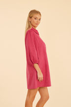 Faux Suede Puff Sleeve Dress