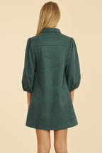 Faux Suede Puff Sleeve Dress