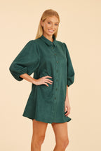 Faux Suede Puff Sleeve Dress
