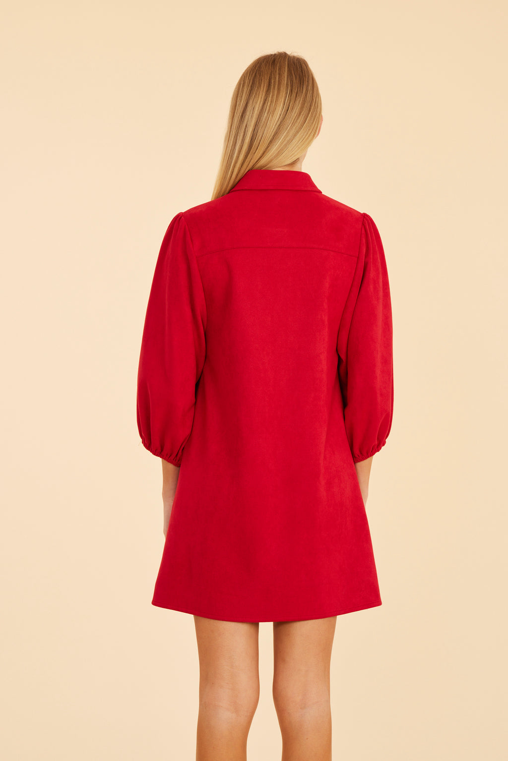 Faux Suede Puff Sleeve Dress