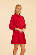 Faux Suede Puff Sleeve Dress