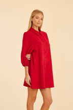 Faux Suede Puff Sleeve Dress
