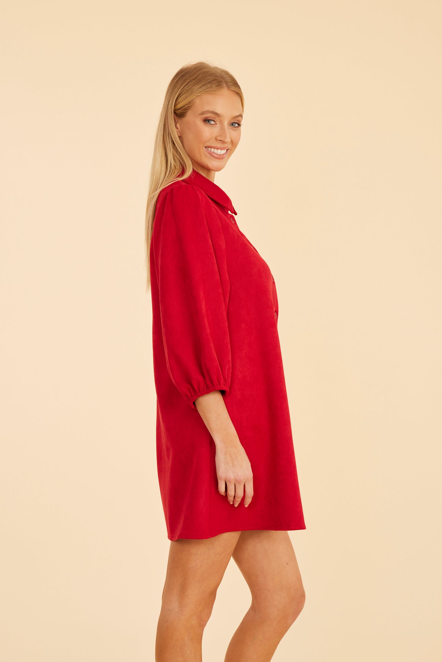 FW'24 Faux Suede Puff Sleeve Dress