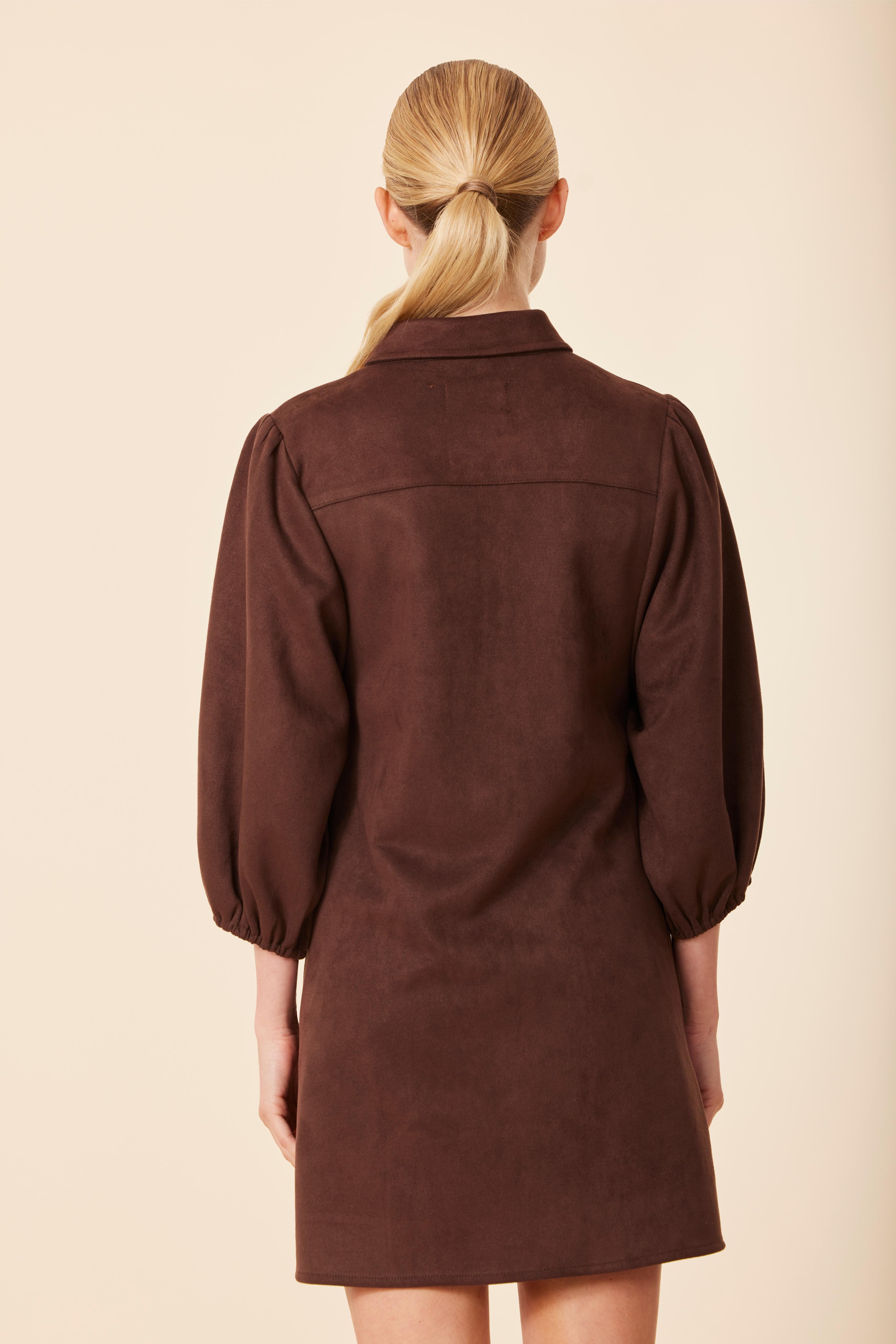 FW'25 Faux Suede Exaggerated Sleeve Dress/Tunic