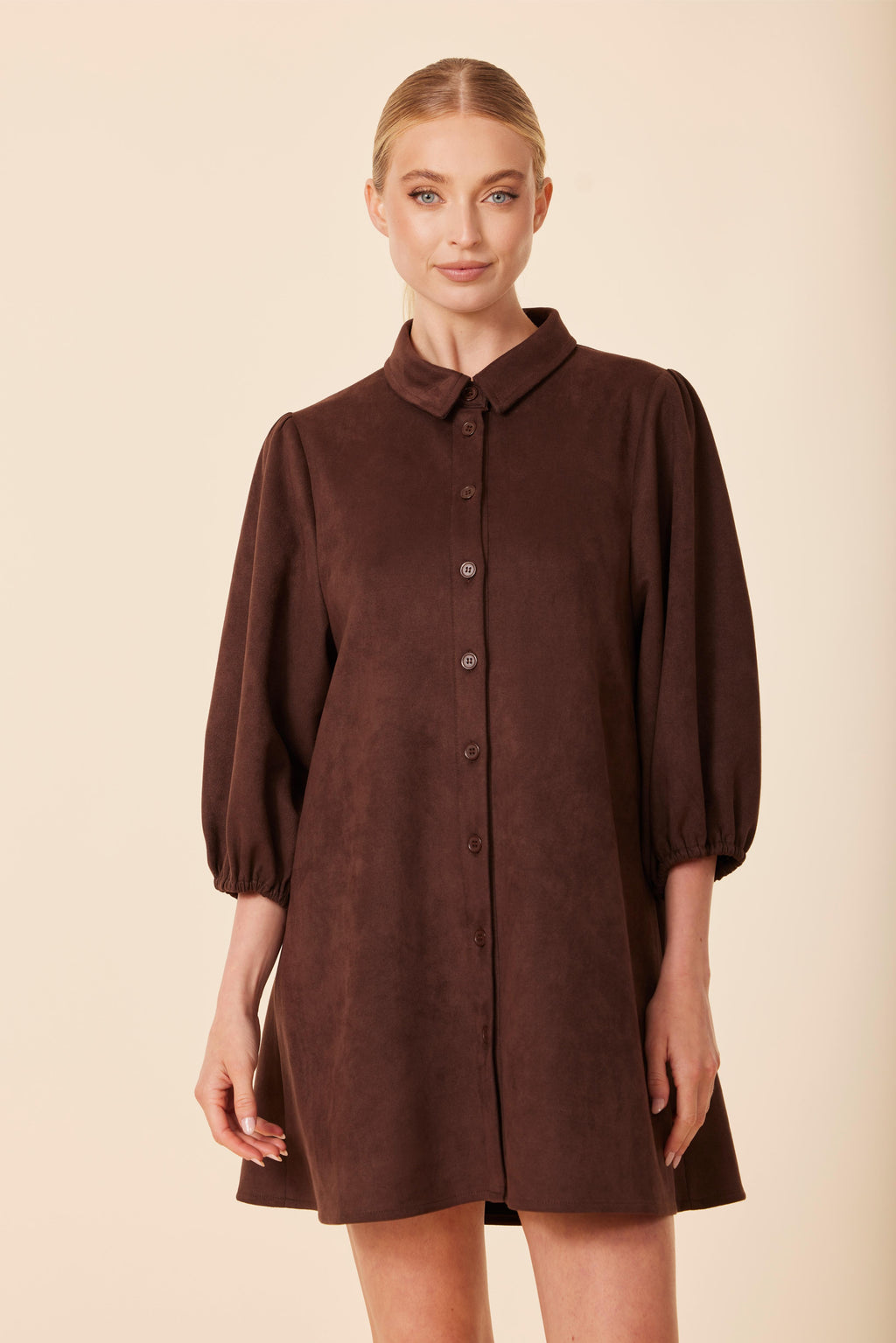 FW'25 Faux Suede Exaggerated Sleeve Dress/Tunic