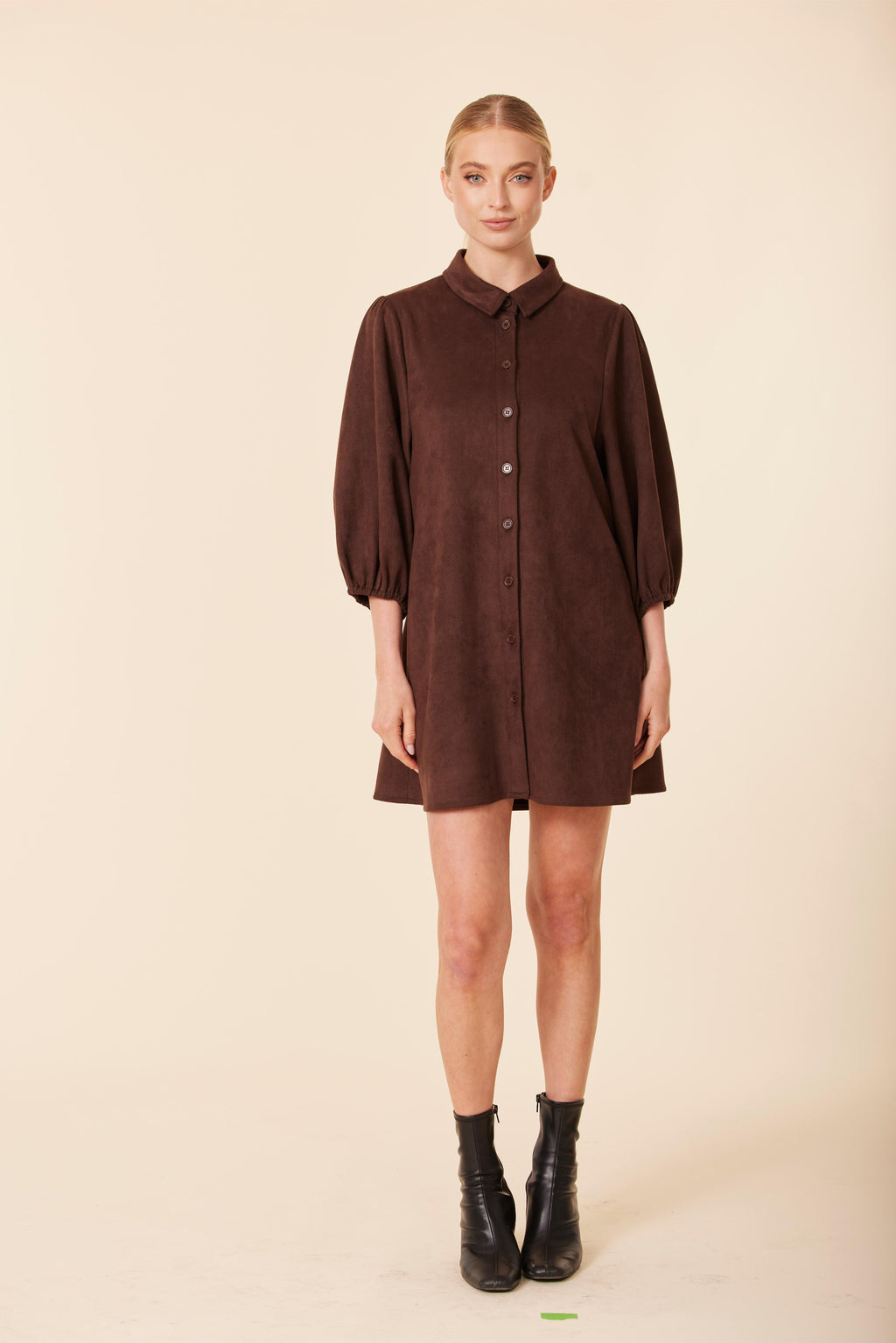 FW'25 Faux Suede Exaggerated Sleeve Dress/Tunic