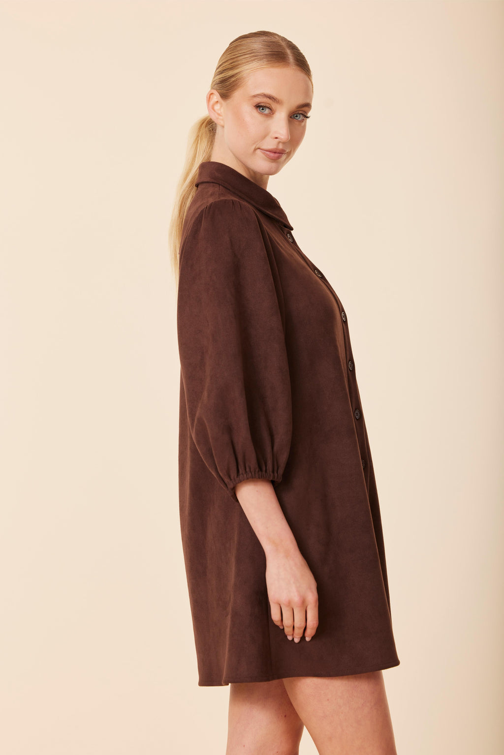 FW'25 Faux Suede Exaggerated Sleeve Dress/Tunic