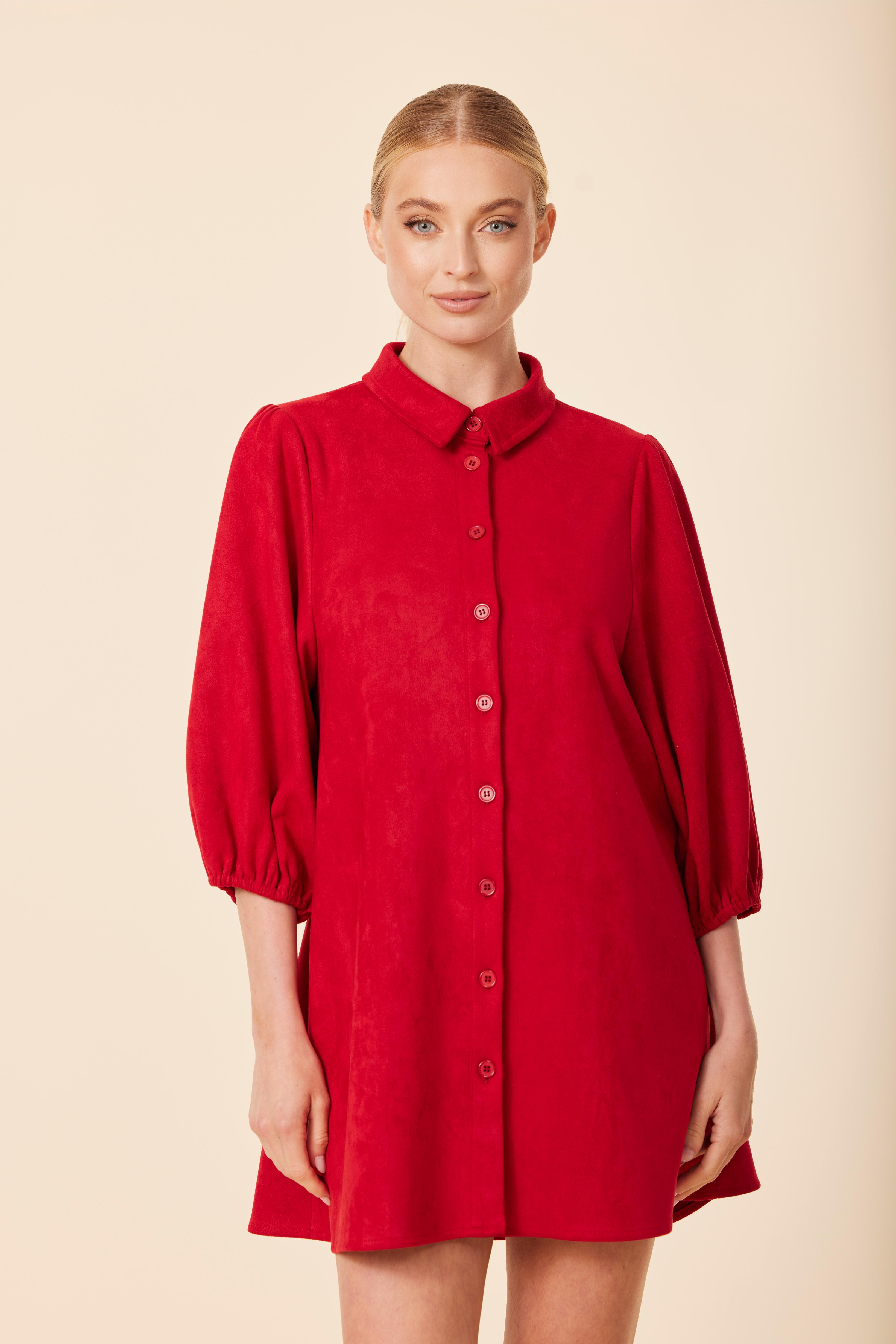 FW'25 Faux Suede Exaggerated Sleeve Dress/Tunic