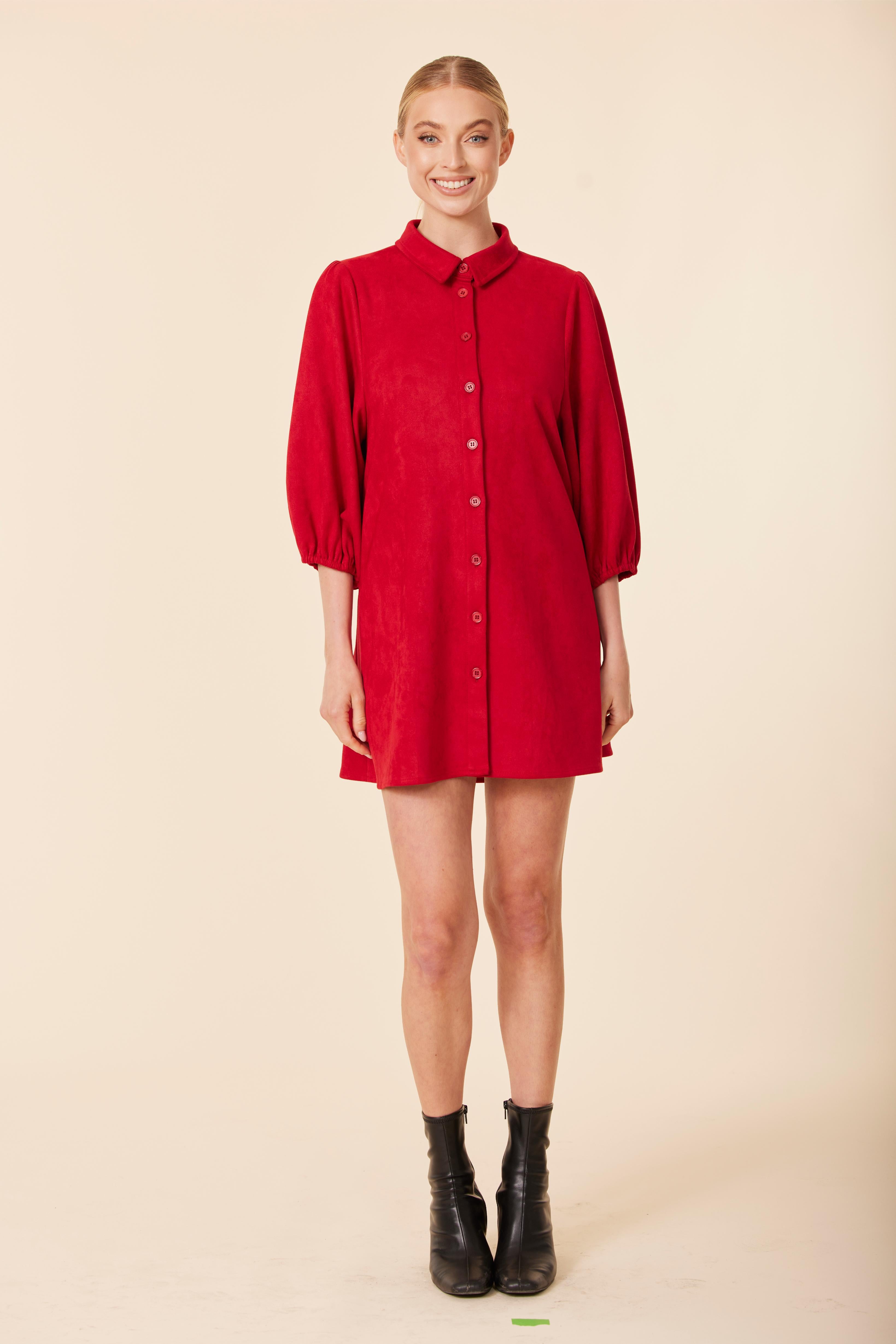 FW'25 Faux Suede Exaggerated Sleeve Dress/Tunic