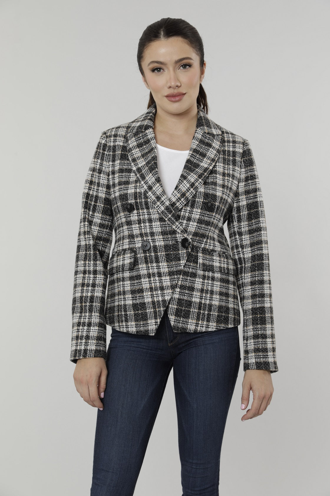 Load image into Gallery viewer, Plaid Double Breasted Blazer
