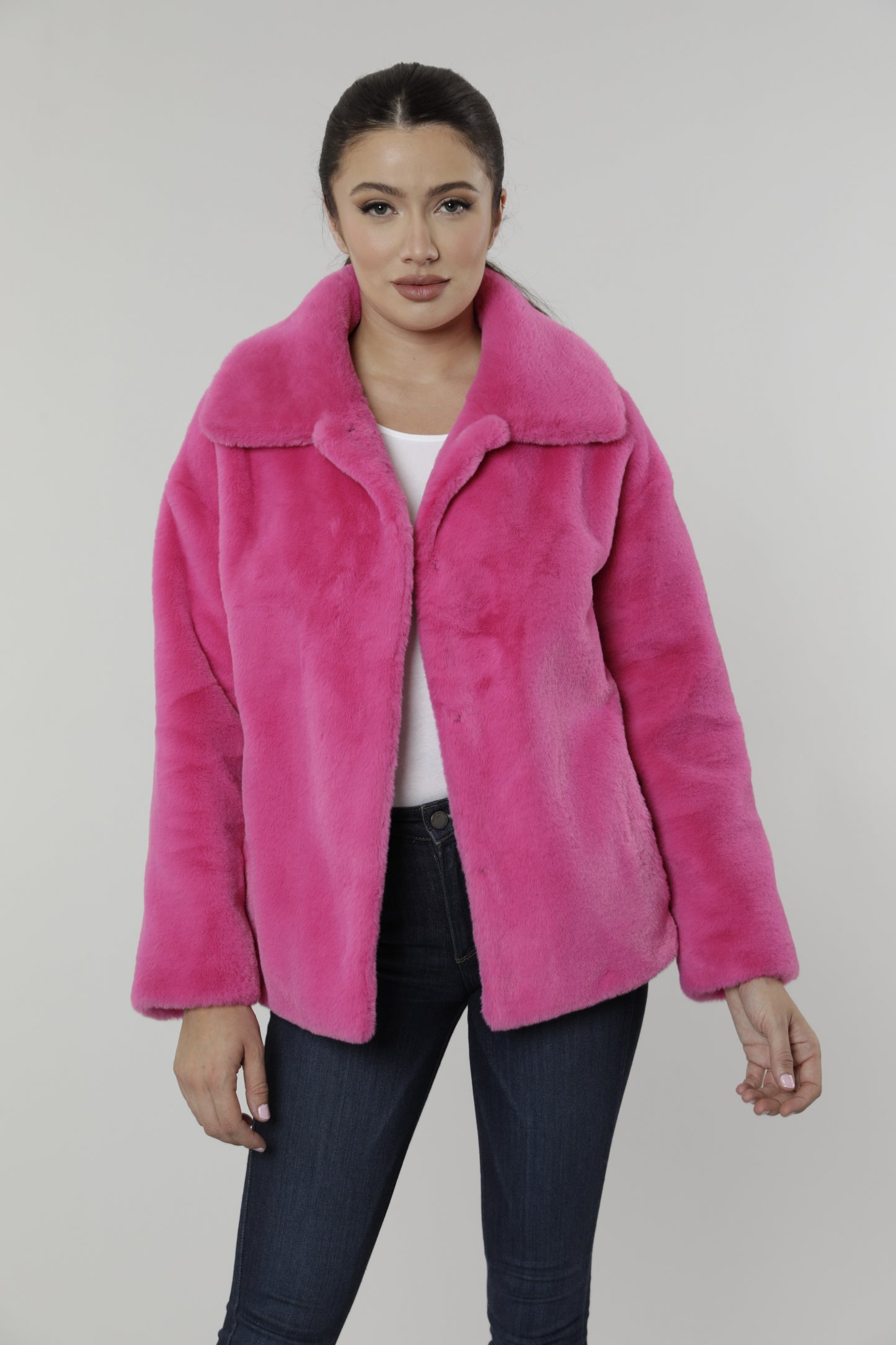 Dolce Cabo Oversized Blush Pink Fur Jacket Blush / XL