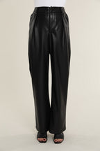 Faux Leather Wide Leg Trouser Pants