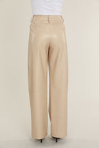 Faux Leather Wide Leg Trouser Pants