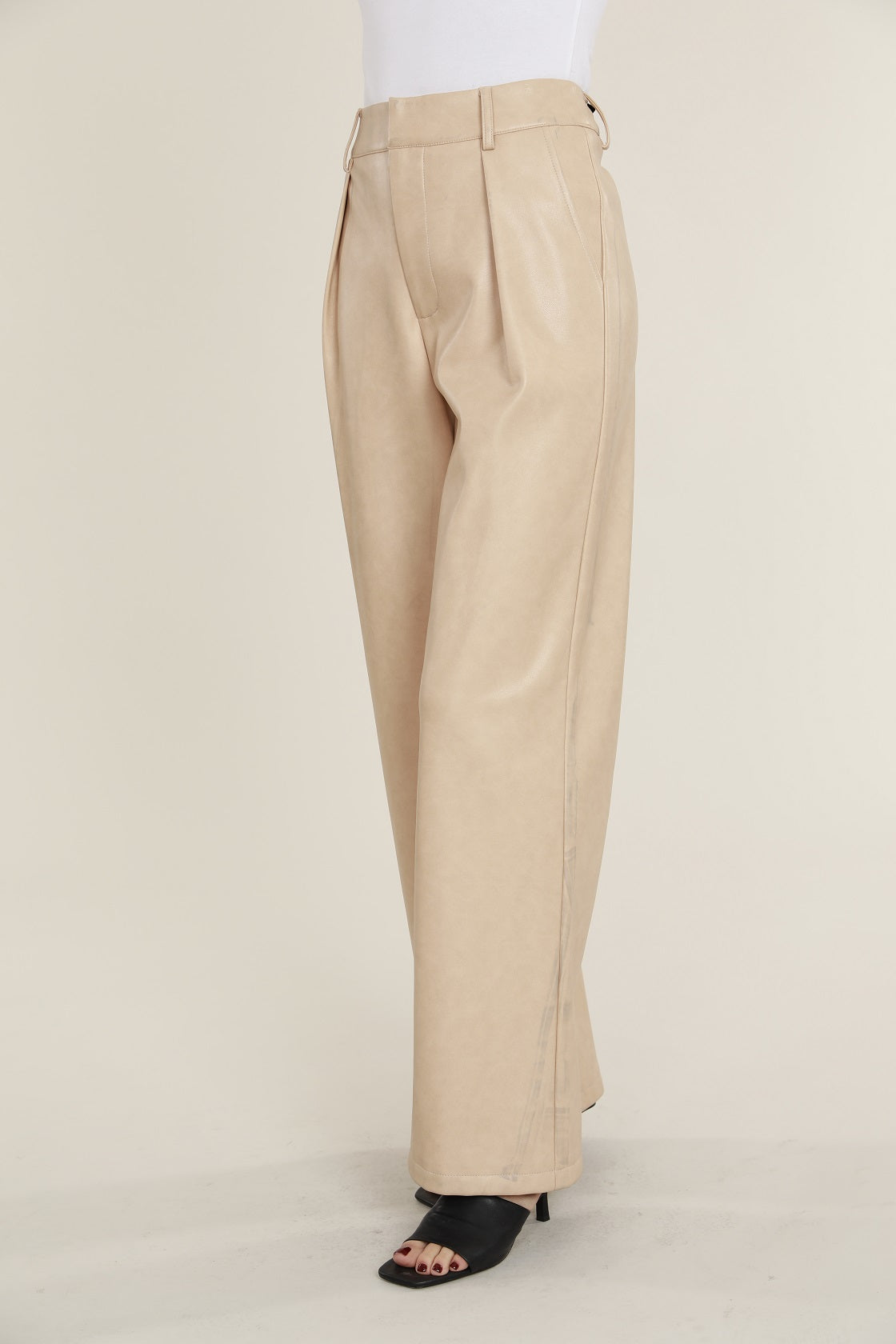 Faux Leather Wide Leg Trouser Pants – Dolce Cabo