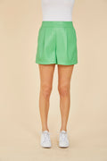 Faux Leather Pleated Shorts