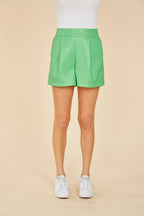 Faux Leather Pleated Shorts