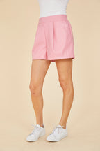 Faux Leather Pleated Shorts