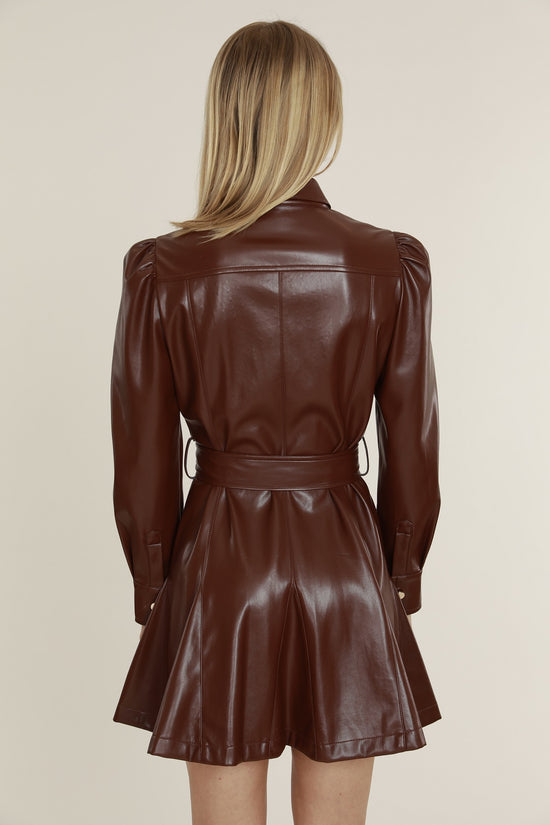 Load image into Gallery viewer, Faux Leather Belted Dress
