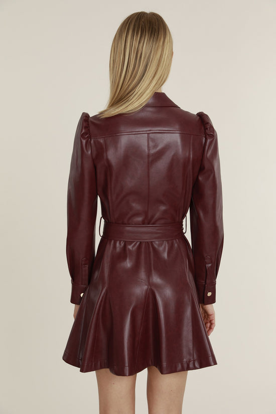Load image into Gallery viewer, Faux Leather Belted Dress
