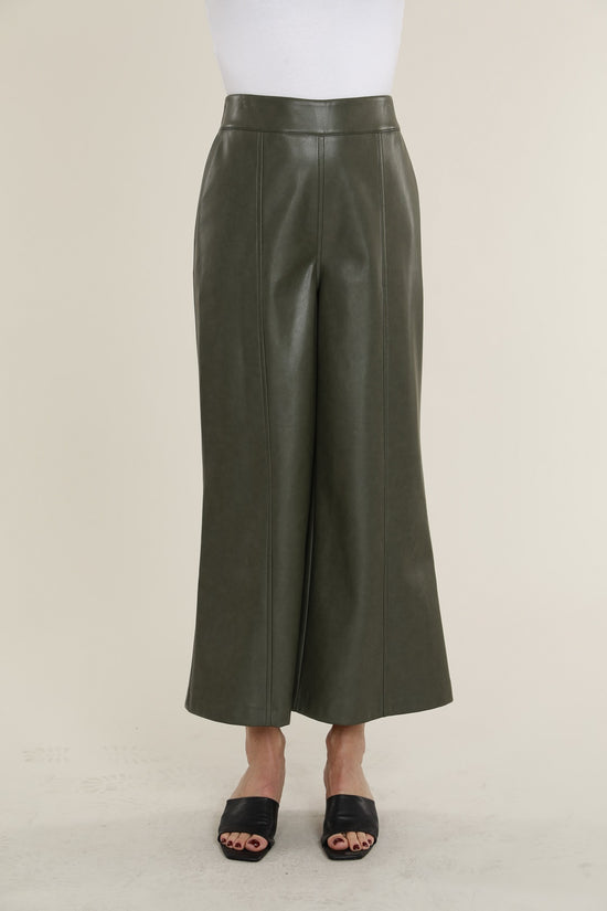 NA-KD Dark Brown Leather-Look Wide Leg Trousers | New Look