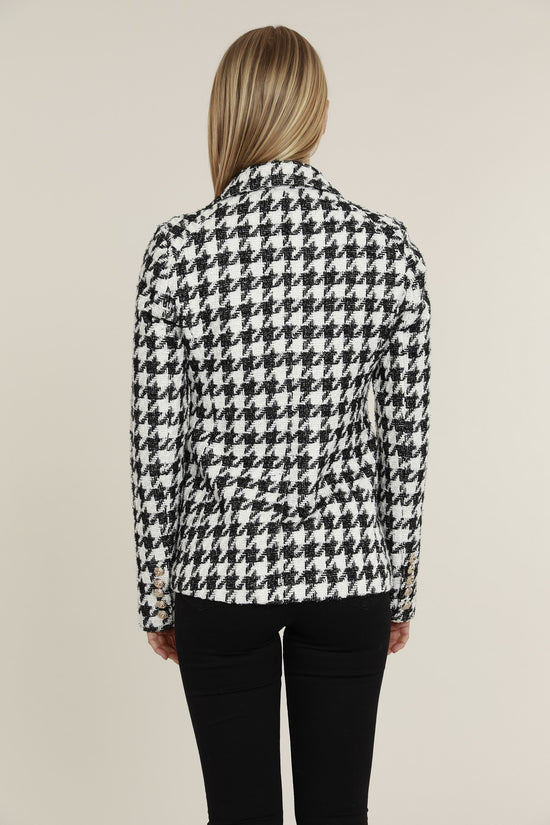 Double Breasted Houndstooth Blazer with Lurex Thread