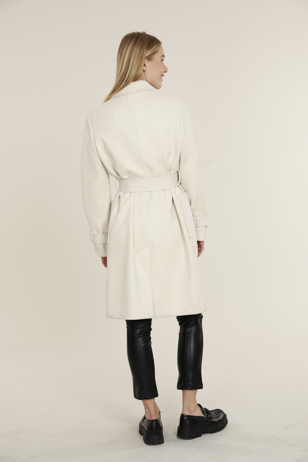 Faux Suede Wrap Trench Coat