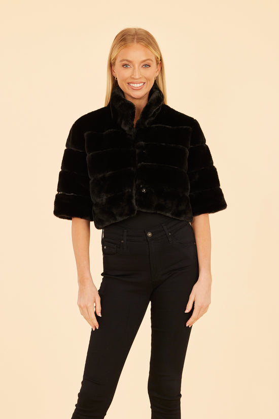 Faux Fur Paneled Cropped Jacket