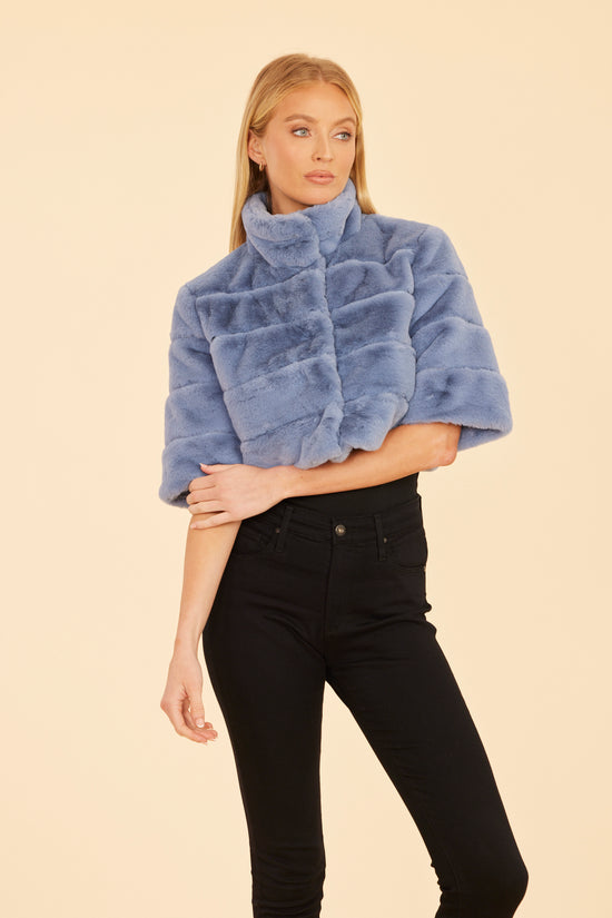 Faux Fur Paneled Cropped Jacket