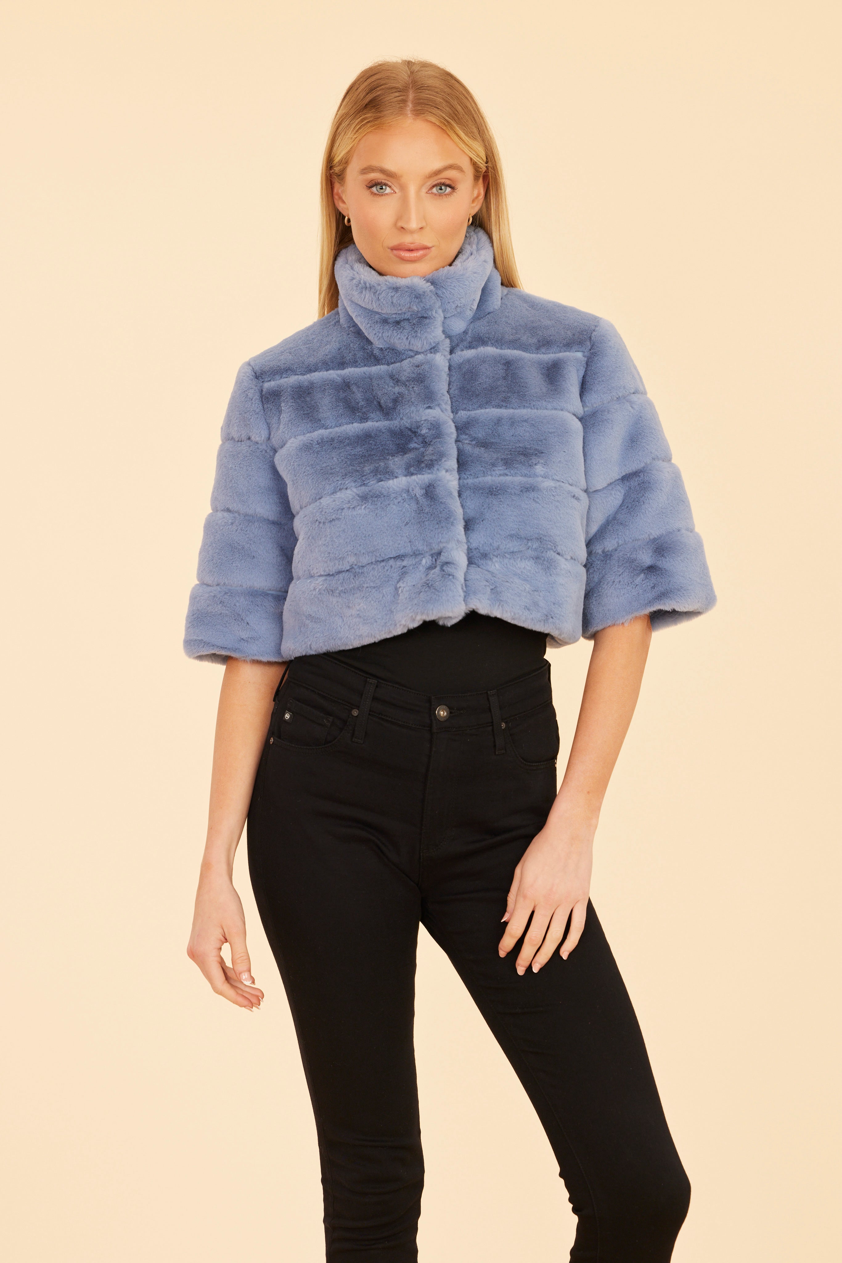 Faux Fur Paneled Cropped Jacket – Dolce Cabo