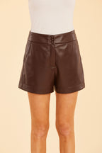 High Waisted Faux Leather Shorts