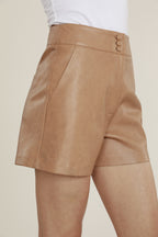 High Waisted Faux Leather Shorts