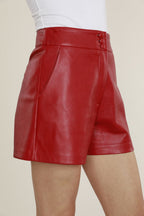 High Waisted Faux Leather Shorts