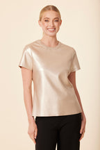 Metallic Faux Leather T Shirt