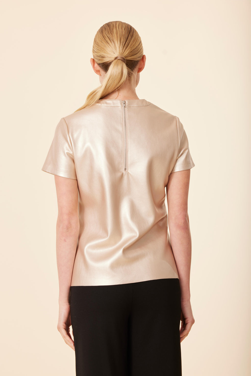 Metallic Faux Leather T Shirt