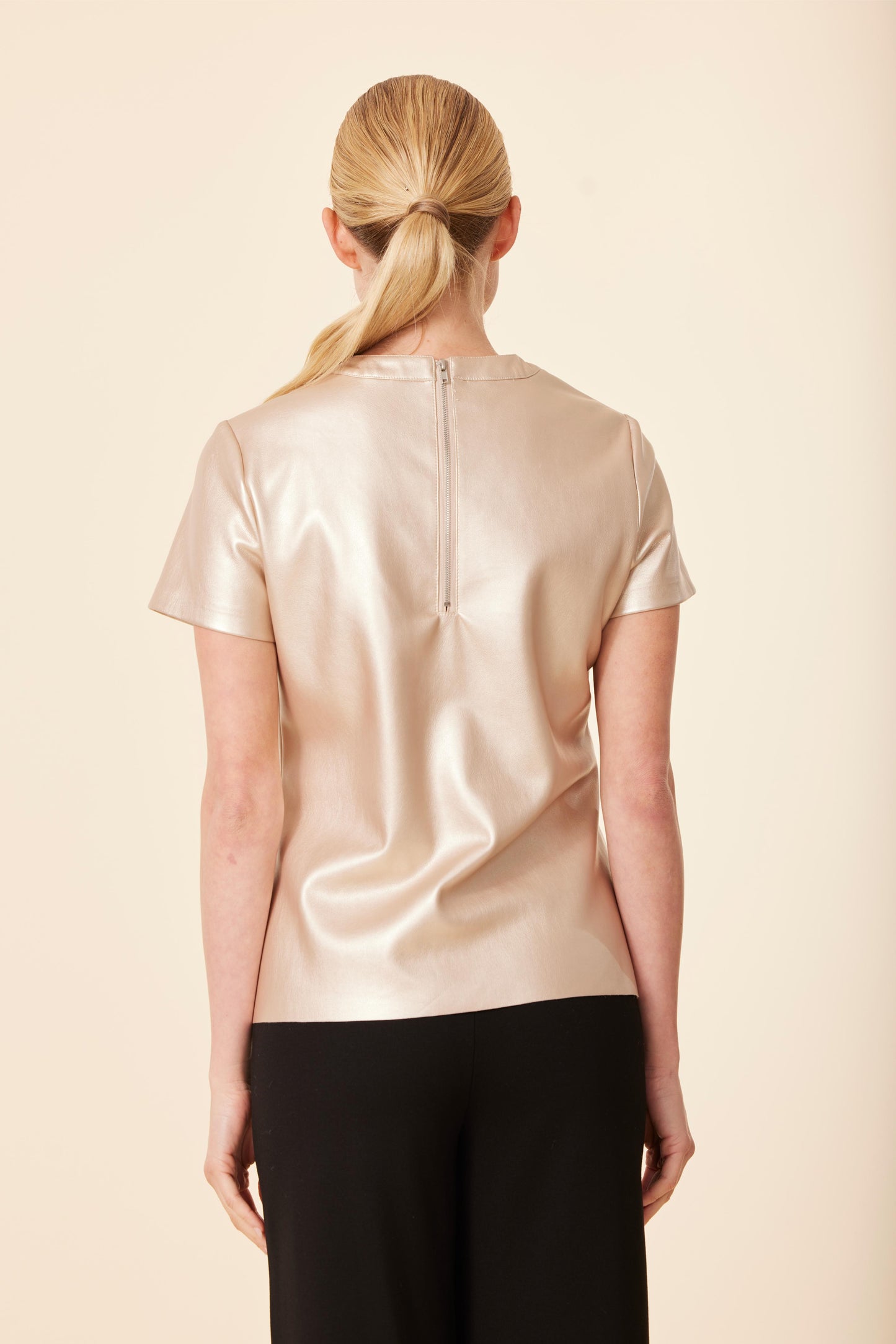 Metallic Faux Leather T Shirt