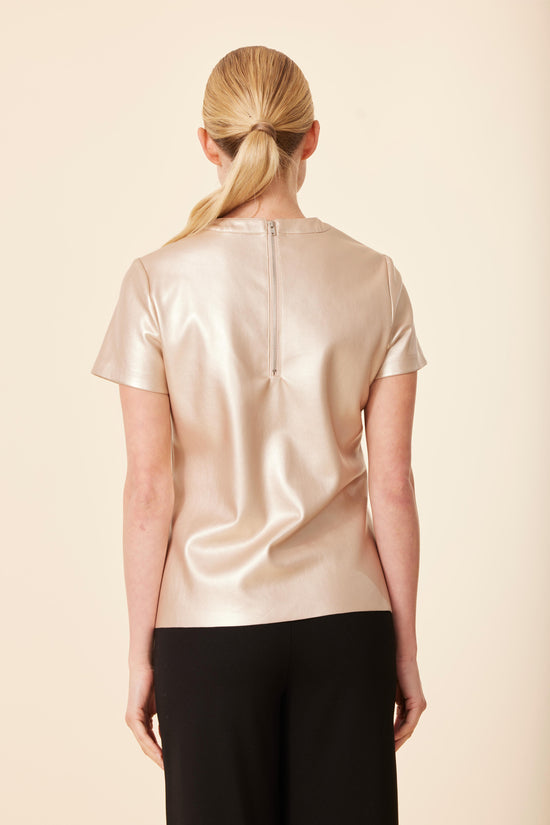 Metallic Faux Leather T Shirt