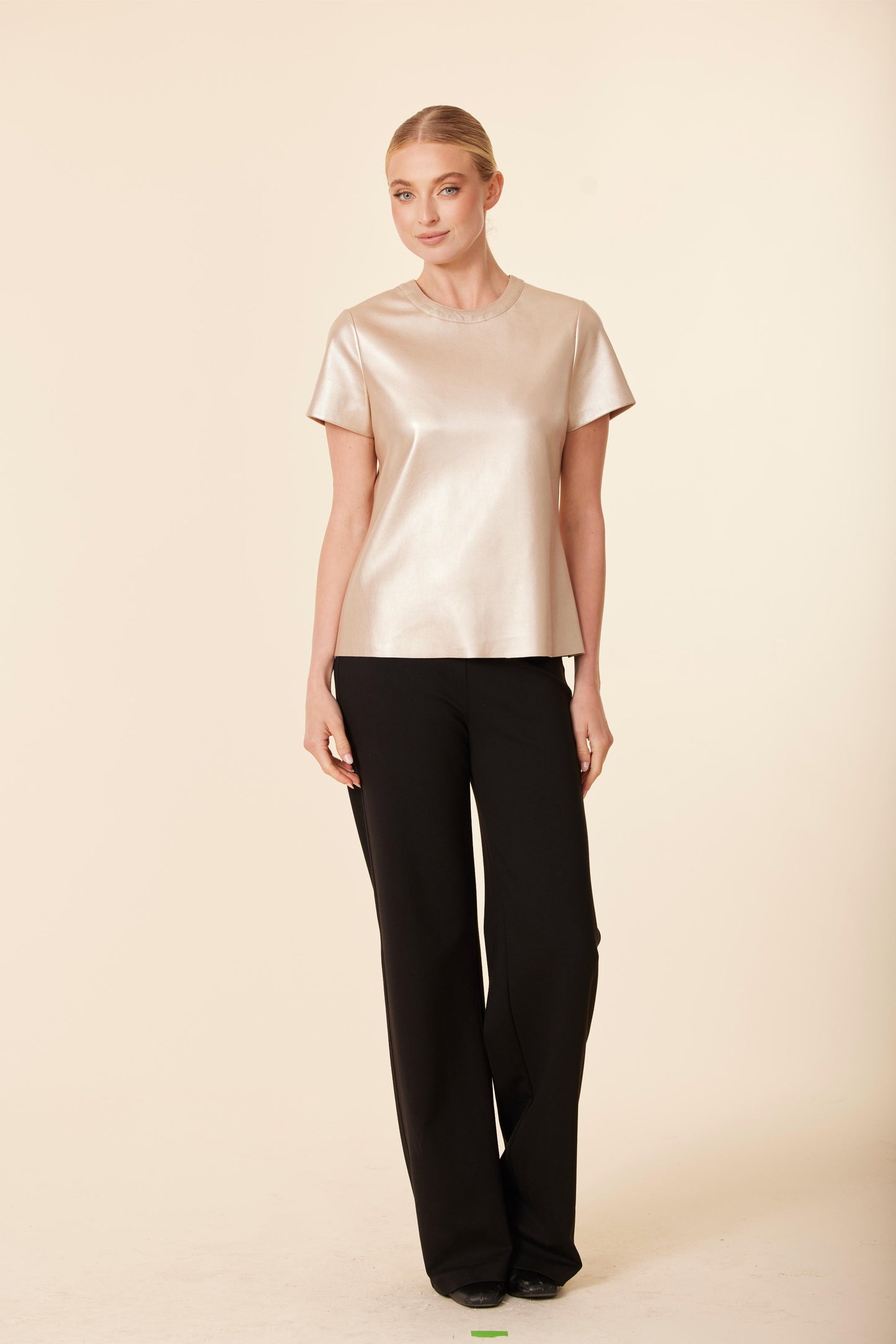 Metallic Faux Leather T Shirt