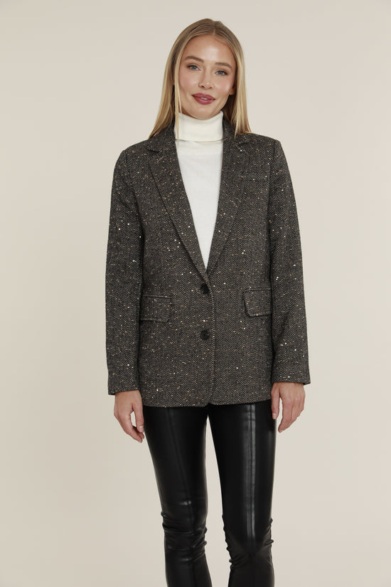 Tweed Blazer With Micro Sequins Detail