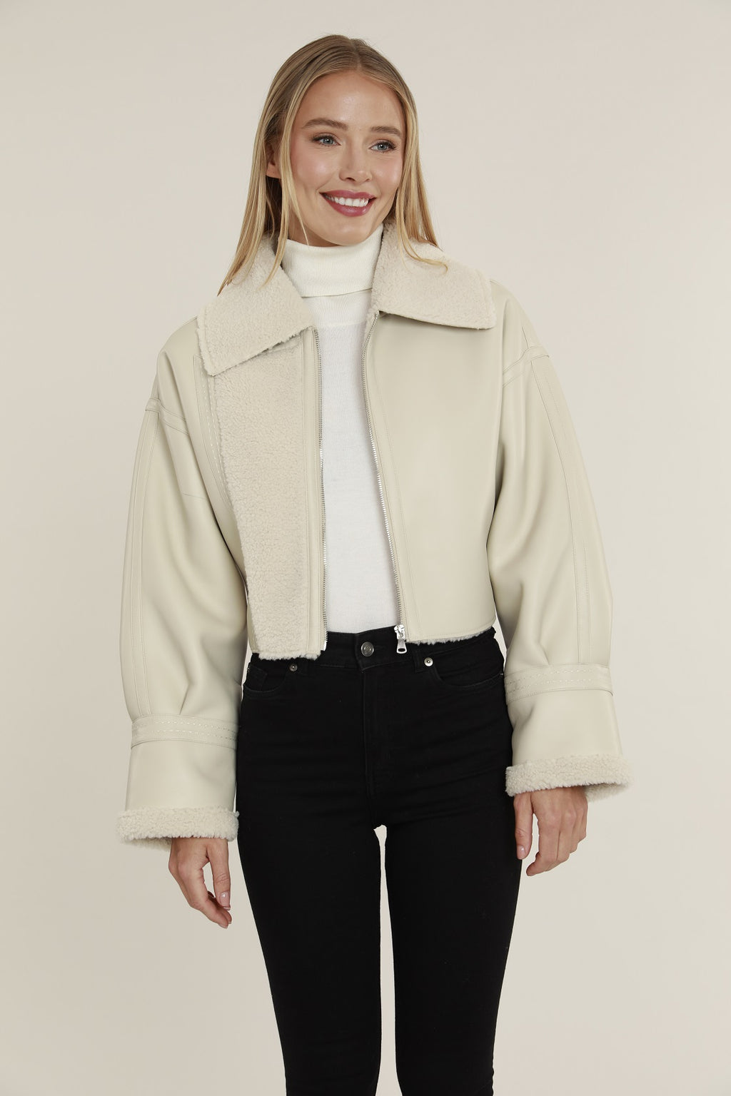 Faux Leather Shearling Jacket