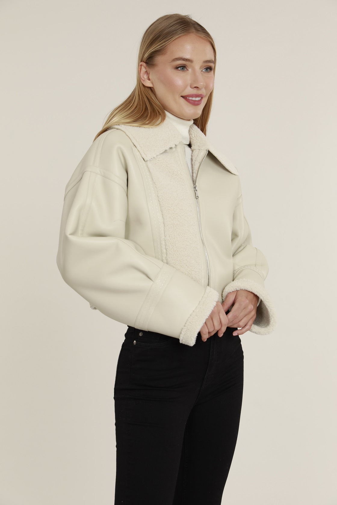 Faux Leather Shearling Jacket