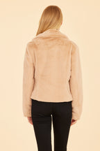 Plush Faux Fur Notch Collar Jacket
