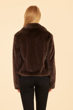 Plush Faux Fur Notch Collar Jacket