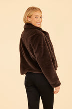 Plush Faux Fur Notch Collar Jacket